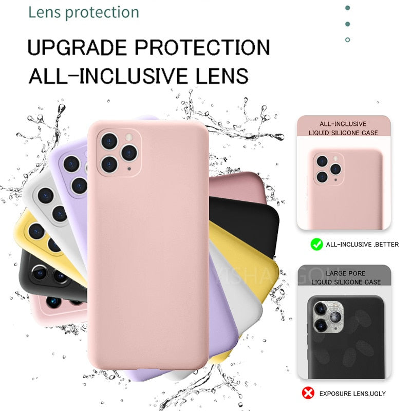 For iPhone 12 Liquid Silicone Matte Soft Cover For iPhone 11 Pro XS Max XR 8 7 6 6s Plus Flexible Shockproof Case Midnight Green