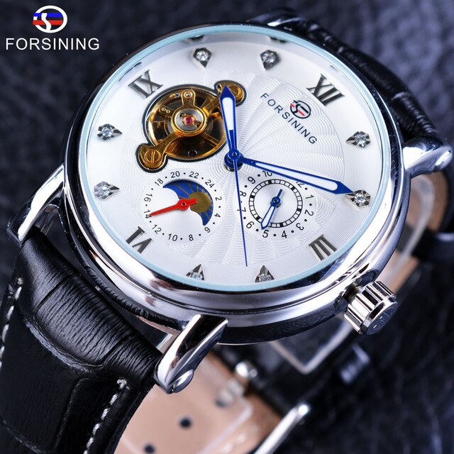 Forsining Fashion Luxury Luminous Hands Rose Golden Men Watches Top Brand Tourbillion Diamond Display Automatic Mechanical Watch