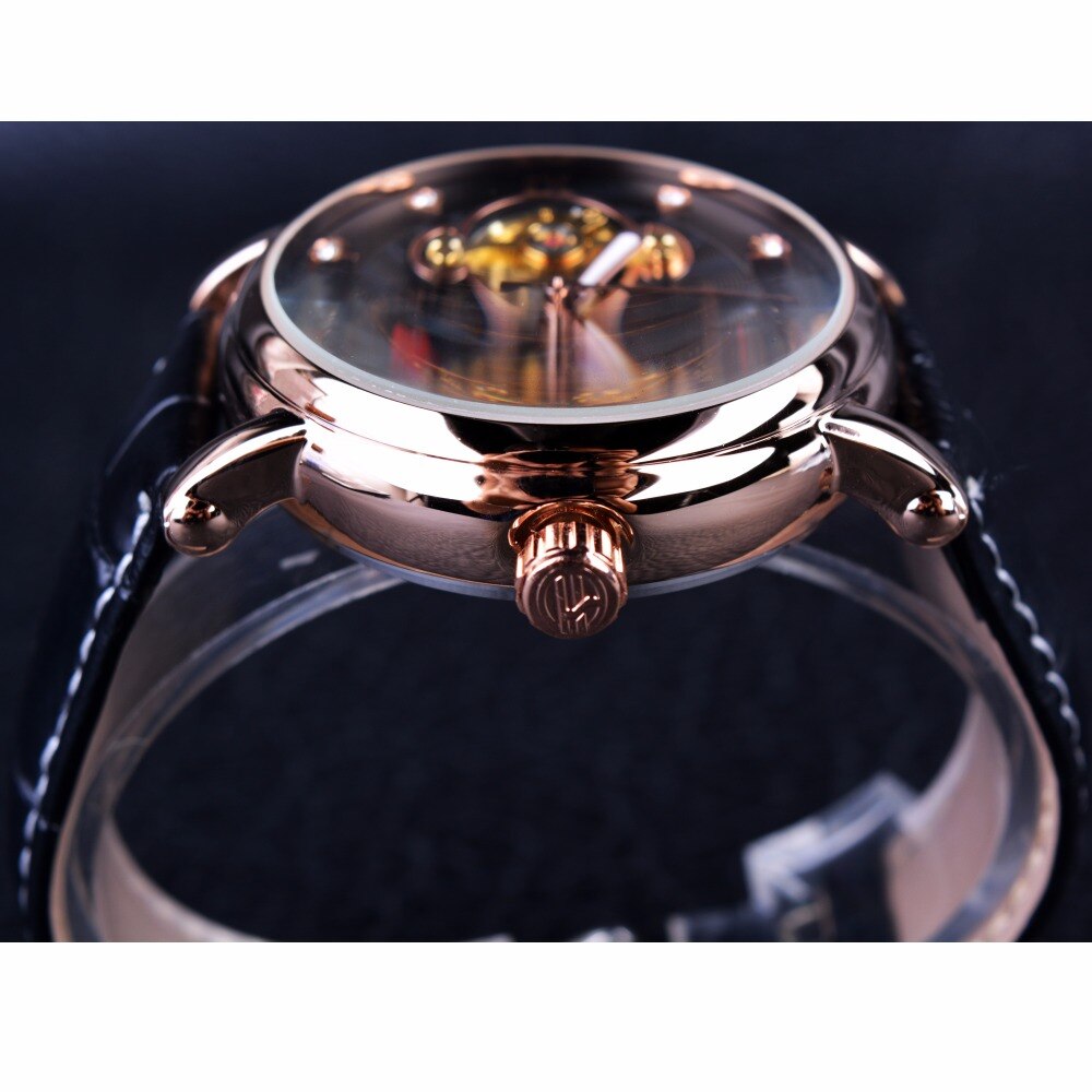 Forsining Fashion Luxury Luminous Hands Rose Golden Men Watches Top Brand Tourbillion Diamond Display Automatic Mechanical Watch