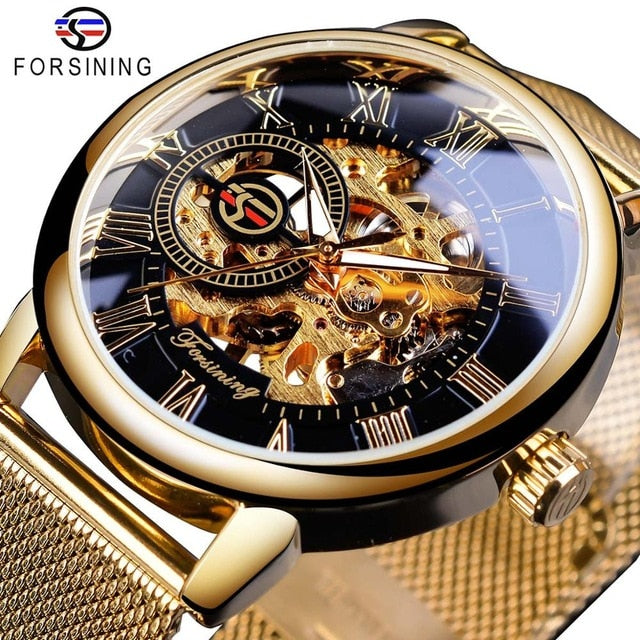 Forsining Transparent Case 2017 Fashion 3D Logo Engraving Men Watches Top Brand Luxury Mechanical Skeleton Wrist Watch Clock Men