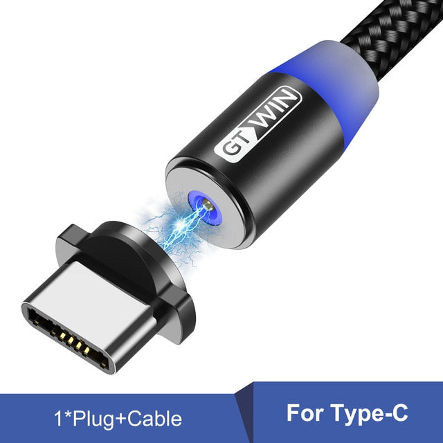 GTWIN Magnetic USB Cable For IPhone Xiaomi Samsung Magnet Charging Micro USB Type C Cable Phone Fast Charger USB Cable Cord Wire