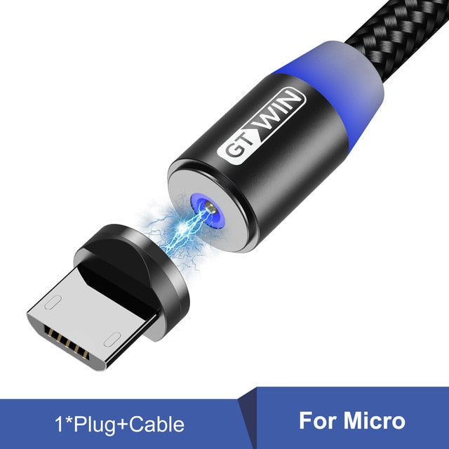 GTWIN Magnetic USB Cable For IPhone Xiaomi Samsung Magnet Charging Micro USB Type C Cable Phone Fast Charger USB Cable Cord Wire