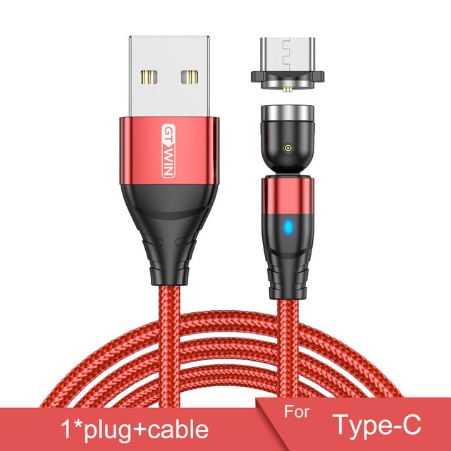 GTWIN Magnetic USB Cable For iPhone Charger 540 Degree Rotate USB Type C Cable For Xiaomi Samsung Magnet Charge Micro USB Cable