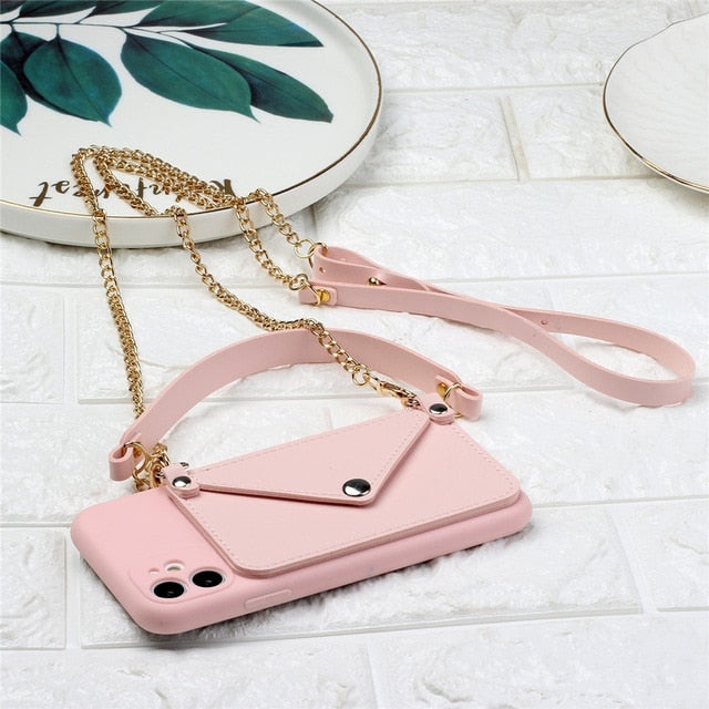 GTWIN NEW Silicone Lanyard Wallets Phone Case For iPhone 11 Pro Max SE 2020 X XR XS Max 6 6s 7 8 Plus 12 Card Strap Holder Shell