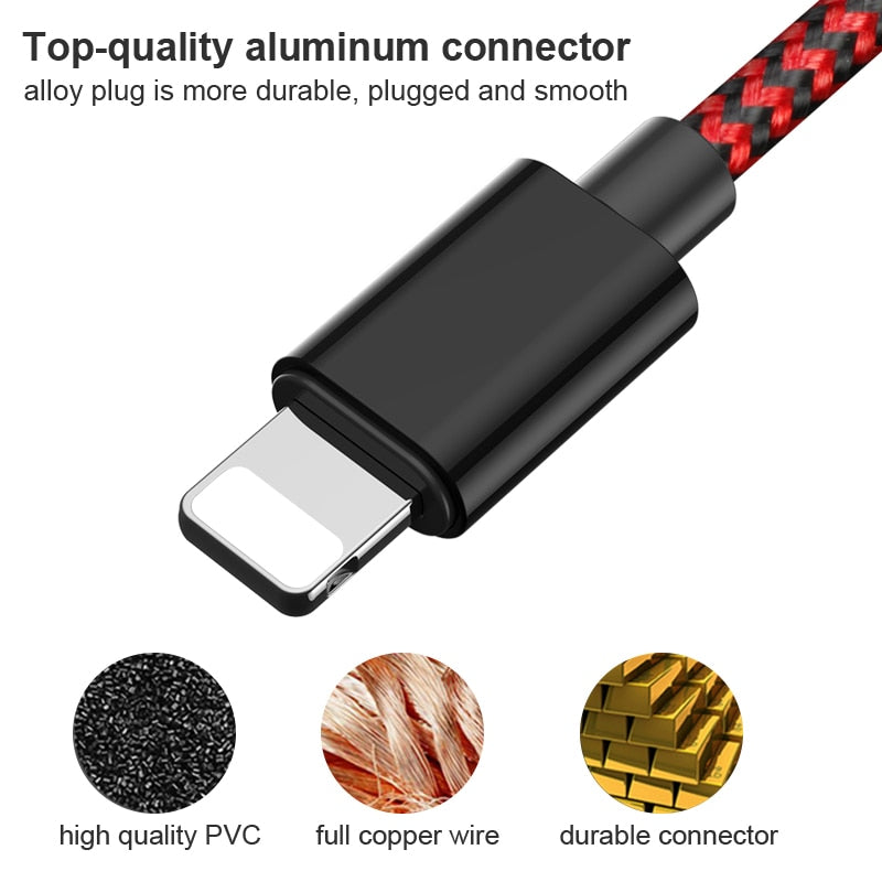 GUSGU USB Charger Cable for iPhone X 8 8 Plus Mobile Phone  Fast Charging Lighting Cable For iPhone 6 6S 5 5S SE
