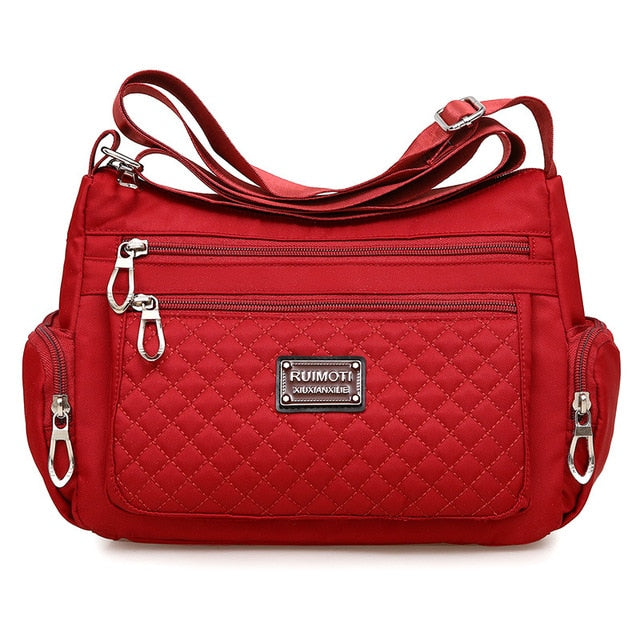 Geestock Women's Crossbody Bag Waterproof Nylon Plaid Shoulder Messenger Bags Casual Top-handle Ladies Handbag Travel Tote