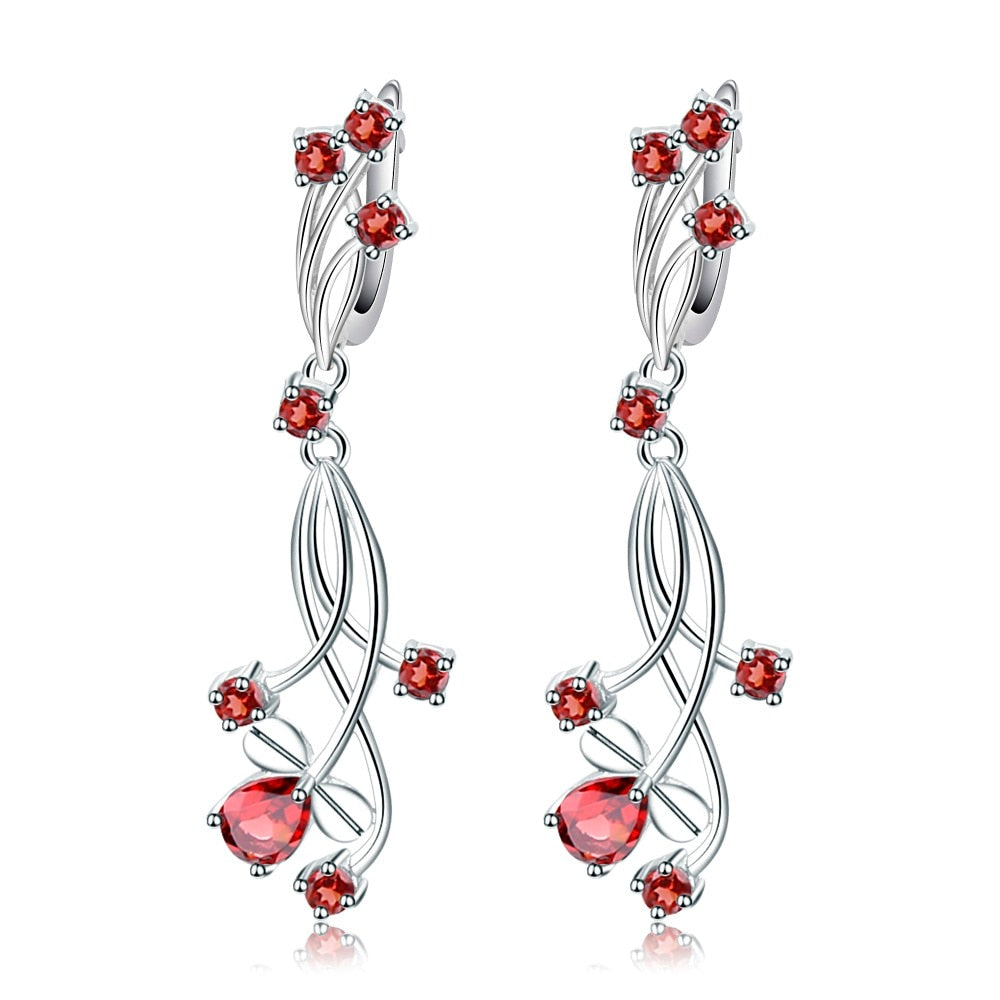 Gem's Ballet Natural Red Garnet Gemstone Earrings 925 Sterling Silver Drop Earrings Fine Jewelry For Women With Box