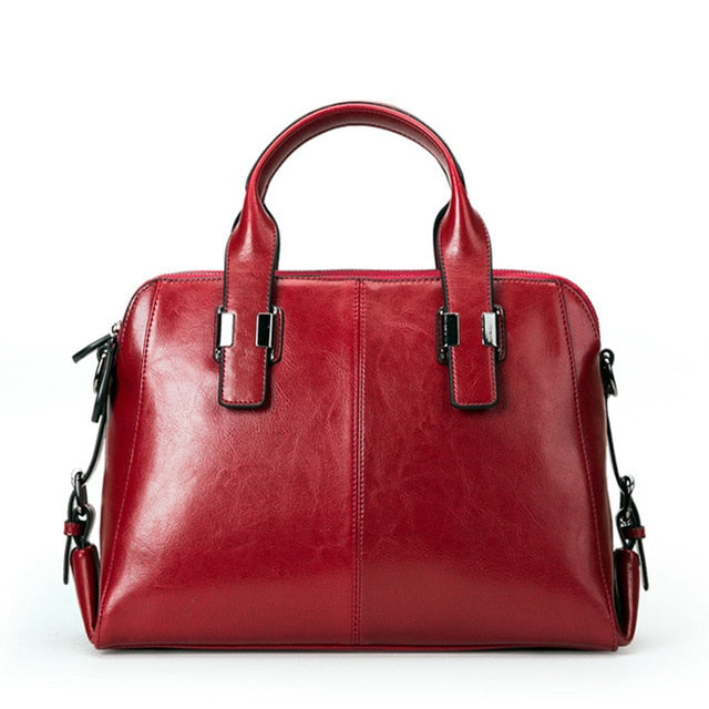 Genuine Leather Women Totes Luxury Handbags Double Zipper Design Ladies Shoulder Bags Designer Real Cowhide Handbag Sac A Main