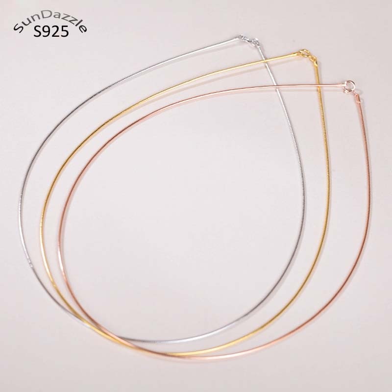 Genuine Real Pure Solid 925 Sterling Silver Necklace for Women Punk Rock Rose Gold Snake Chains Jewelry Female Necklaces
