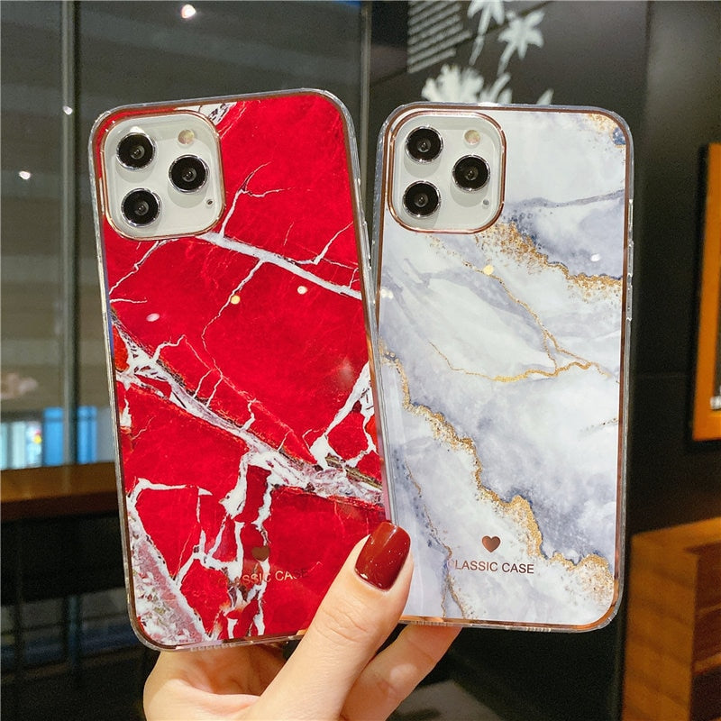Glitter Gradient Marble Texture Phone Case For iPhone 11 12 11Pro Max XR XS Max X 7 8 Plus 11Pro 12 Shockproof Bumper Back Cover