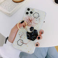 Gold Powder Geometric Marble Ring Holder Phone Case For iPhone 12 Mini 11 Pro Max XR X XS Max 7 8 6 Plus Case Soft Phone Cover