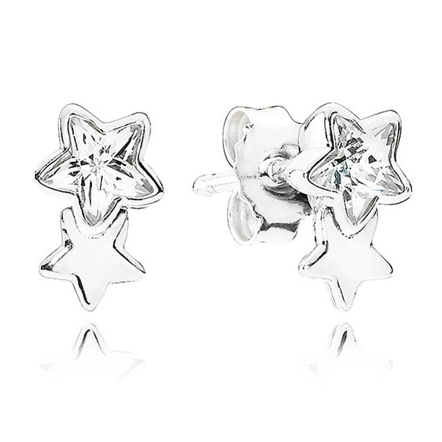 Golden Classic Hearts Of Signature Glacial Beauty Classic Wish 925 Sterling Silver Earring For Women DIY Gift Pandora Jewelry