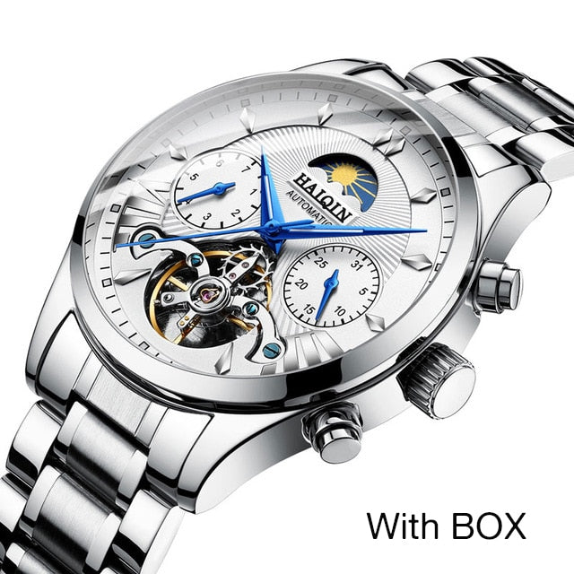 HAIQIN 2020 Automatic Men's Watches Top brand luxury men watch Blue mechanical wristwatch men waterproof reloj hombre tourbillon