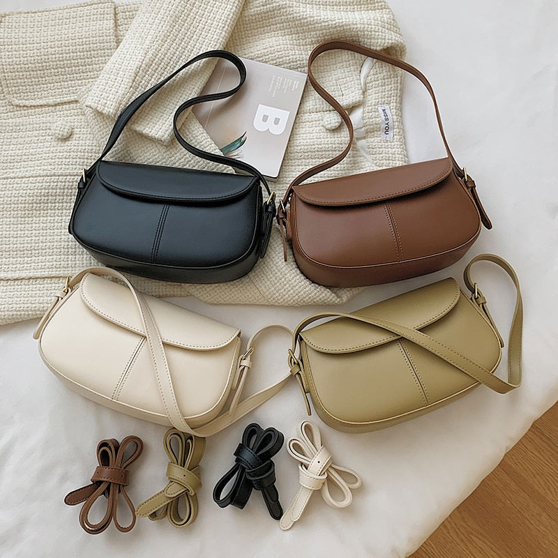 HOCODO Fashion Women Bags Solid Color Leather Crossbody Bags For Women Simple Ladies Messenger Bag Small Shoulder Bags Female