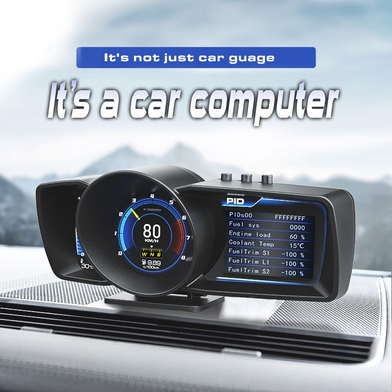 HUD Car Head up Display with OBD HD GPS Navigation Bluetooth Windshield Speed Projector Security Alarm C3