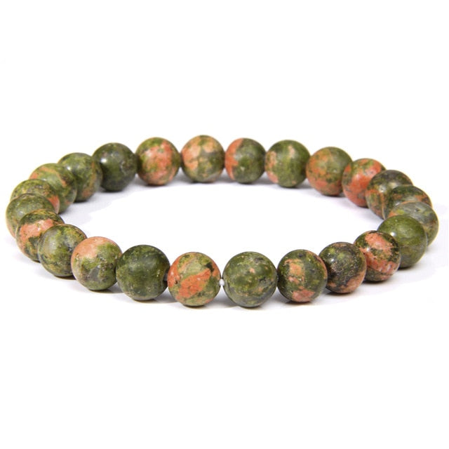 Handmade Natural Stone African Turquoises Beads Bracelet Men Yoga Mala Jewelry Green Moss Agates Beaded Bracelet for Women Men