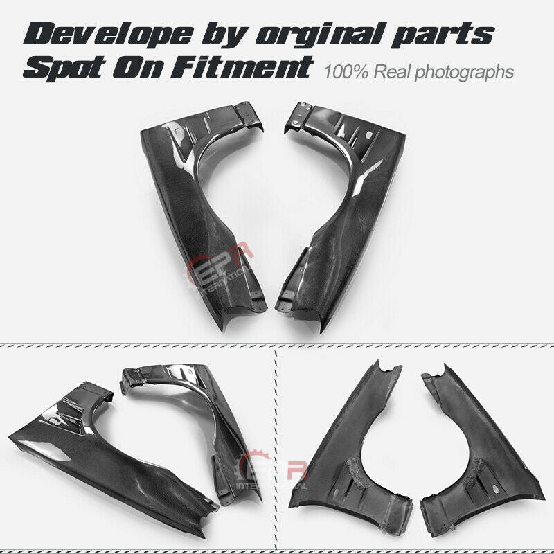 For Nissan Skyline R34 GTR GT-R BN Style Carbon Fiber Front Fender Mudguards Trim Body Kit 2pcs Bodykits Left and Right Parts