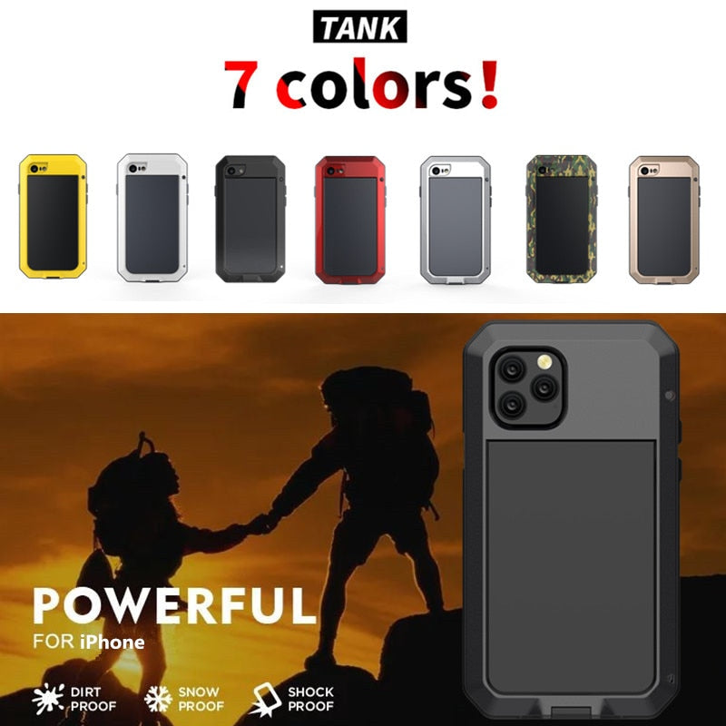 Heavy Duty Protection Armor Metal Aluminum phone Case for iPhone 11 12 mini Pro XS MAX SE 2 XR X 6 6S 7 8 Plus Shockproof Cover