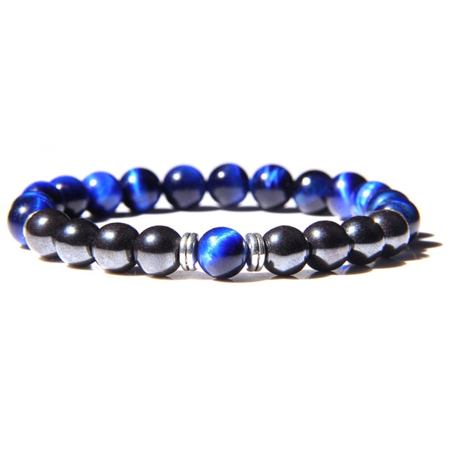 High Quality Natural Stone Tiger Eye Beads Charm Bracelet 8mm Hematite Beaded  Yoga Energy Bracelet for Women Men Jewelry Gifts
