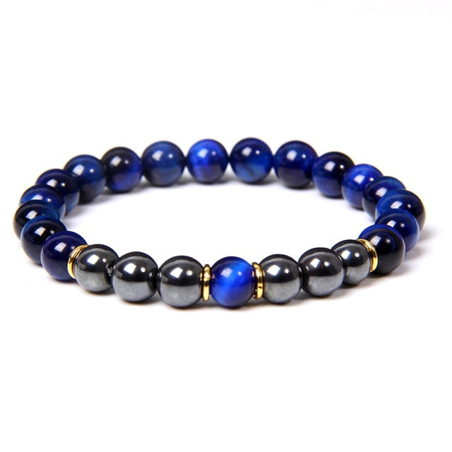 High Quality Natural Stone Tiger Eye Beads Charm Bracelet 8mm Hematite Beaded  Yoga Energy Bracelet for Women Men Jewelry Gifts