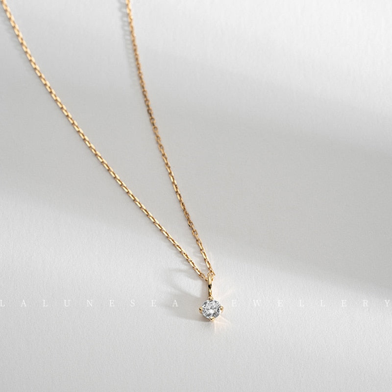 Hot 925 Sterling Silver AAA Zirconia Chain Necklace Shiny Star Pendants For Women Gift Choker Wedding Jewelry NK002