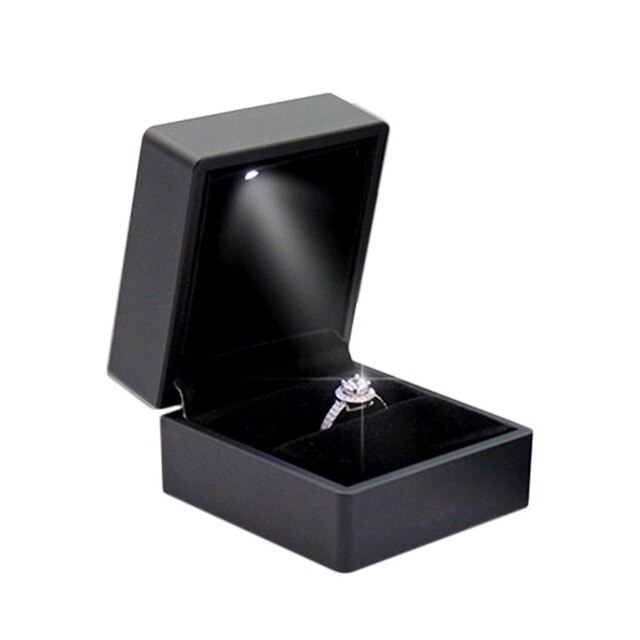 Hot Selling LED Lighted Earring Ring Gift Box Wedding Engagement Ring Jewelry Display LED Light Propose Ring Jewelry Box 3