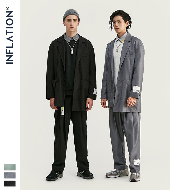 INFLATION  2020 Men Fashion Suit Hight Street Trendy Luxury Men Blazer High Quality Loose Fit Men Suit Autumn Men's Outfit