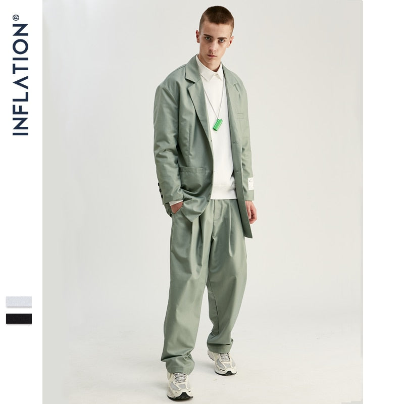 INFLATION  2020 Men Fashion Suit Hight Street Trendy Luxury Men Blazer High Quality Loose Fit Men Suit Autumn Men's Outfit