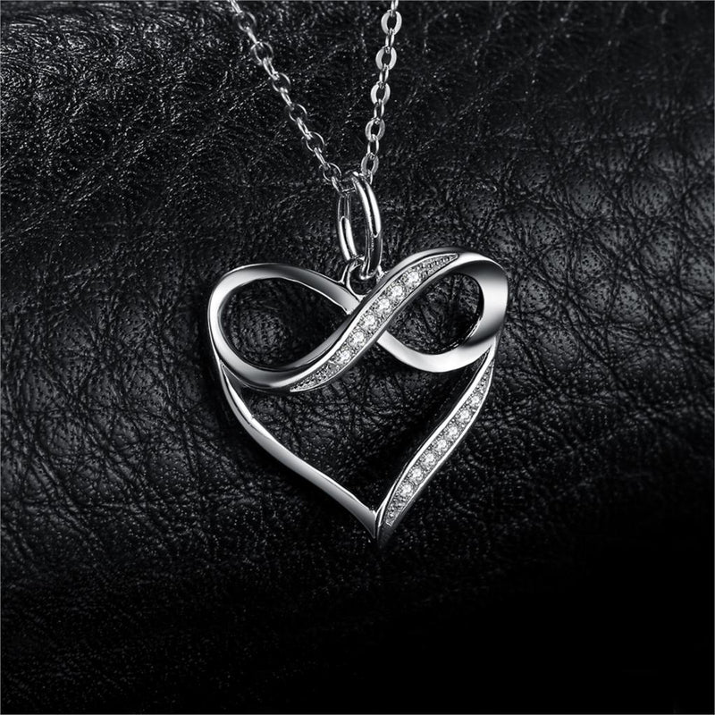 Infinity Love Heart Silver Pendant Necklace 925 Sterling Silver Choker Statement Necklace Women Silver 925 Jewelry No Chain