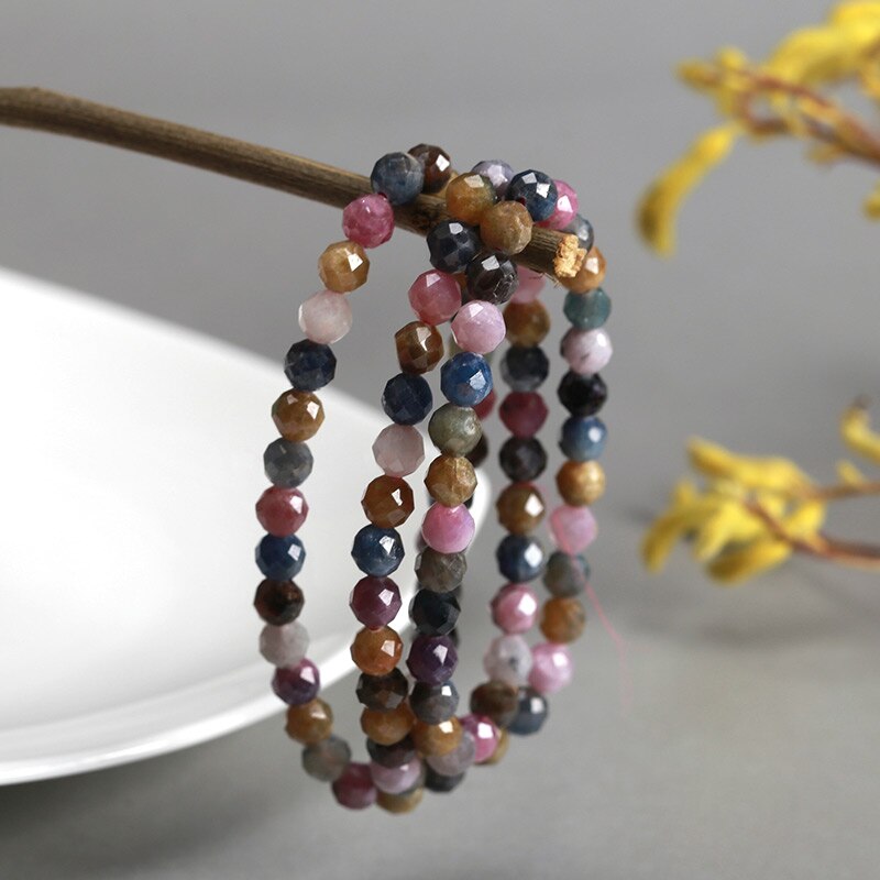JD 6-7MM Natural Faceted Mixed Gemstone Beads For Making Bracelet Necklace Colorful Round Stone Beads Multilayer Bracelet