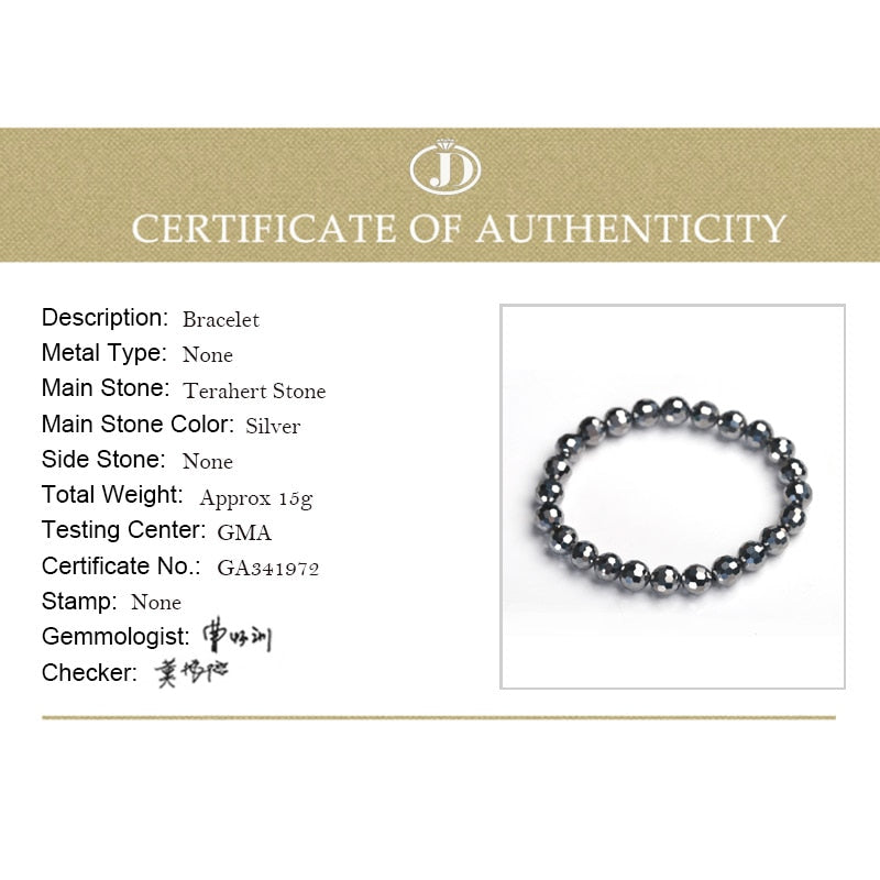 JD AAA Natural Black Shine Terahertz Round Beads Stone Beads Bracelet Women 6/8/10mm Men Jewelry Health Gemstone Gift