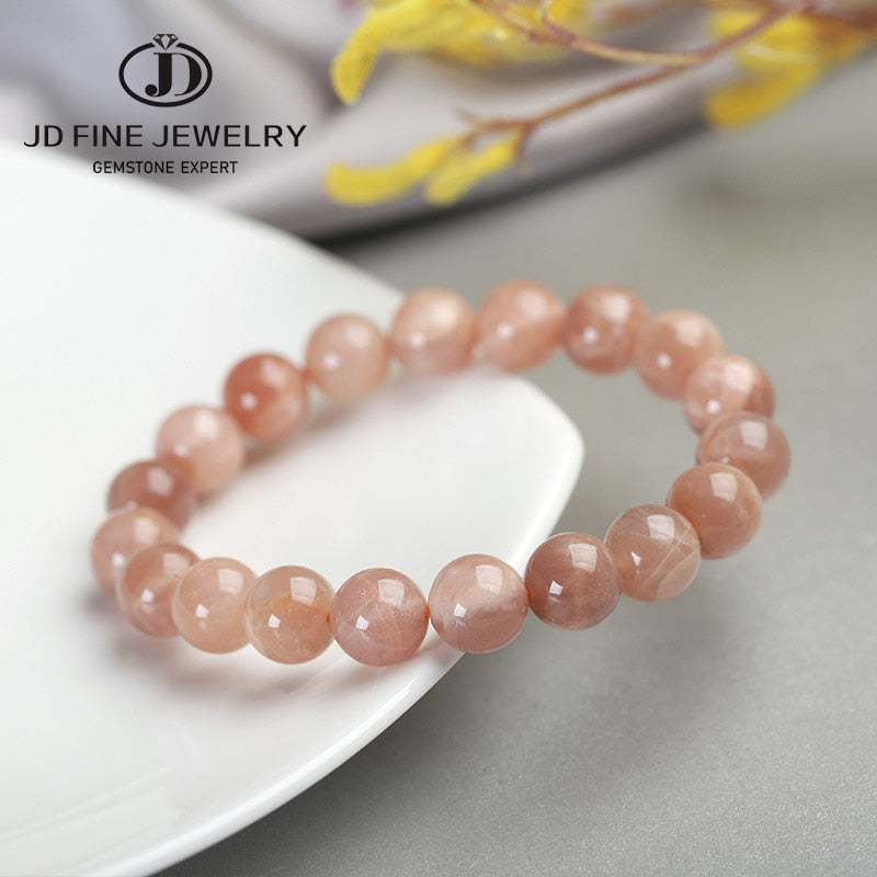 JD AAA+ Natural Moonstone Bracelet 5-12mm Beads Orange Color Stone Bracelets for Women Bracelet Jewelry Accessories