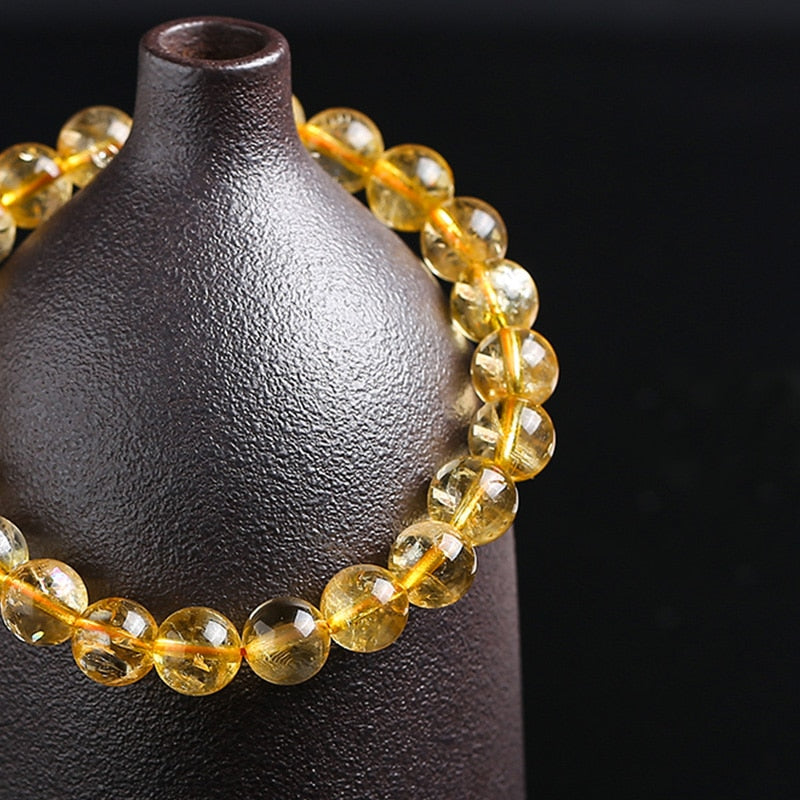 JD Full Size Natural Jewelry Yellow Citrines Stone Quartz Loose beads Bracelet Charms Yoga Men and Women Meditation Amulet