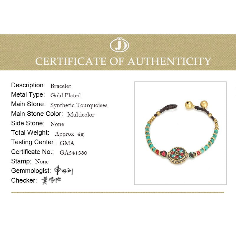 JD Gemstone  Bohemia Weave  Bracelet  Colorful Turquoises Jewelry  Lucky Beads Bracelet  Fashion Stone  Jewelry Gift