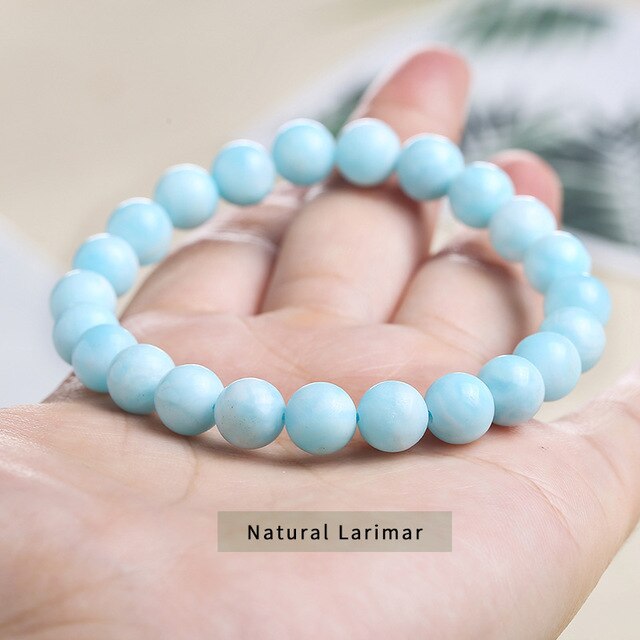 JD Gemstone Natural Color Blue Larimar Stone Bracelet Special Blue Larimar Round Beads For Jewelry Good Quality