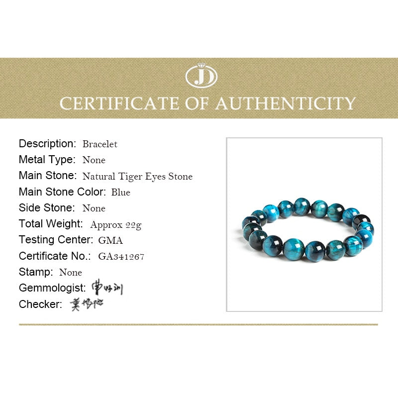 JD High Quality Blue Tiger Eye Buddha Bracelets Natural Stone Round Beads Elasticity Rope Men Women Bracelet