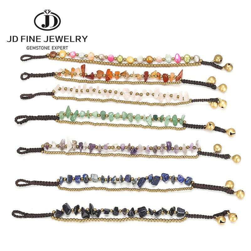 JD Hot  Sale   Gemstone Chips Beads Bracelets  Ethnic Style  Bangles  Lucky  Bohemia Jewelry  Cheap  Beach Holidays   Gifts