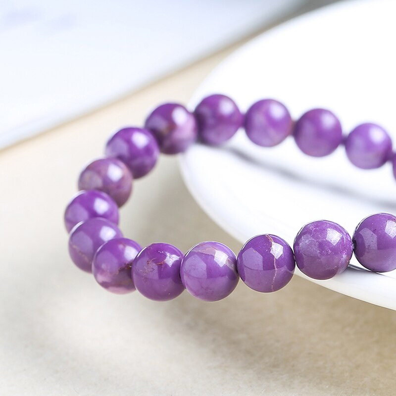 JD Natural American Purple Mica Stone Beads Bracelet Gemstone Smooth Round phosphosiderite Jewelry Gift For Women Factory Price