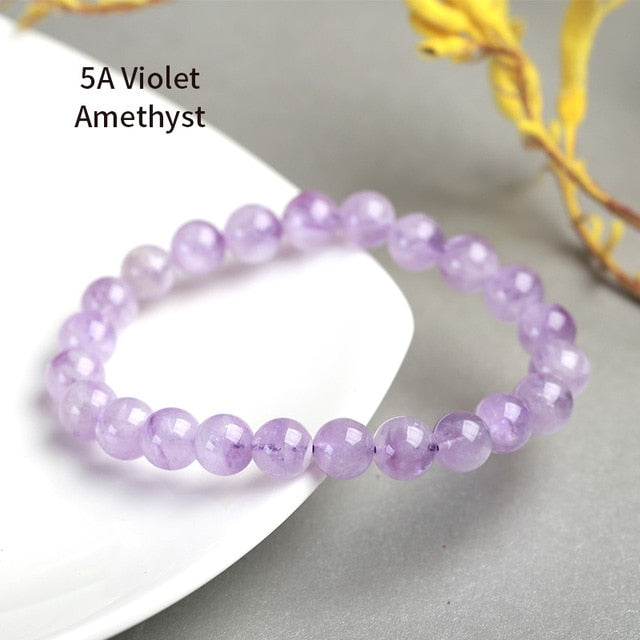 JD Natural Faceted Round Amethysts Quartz Energy Light Purple GemStone Bracelet Women Beaded Stretch Bracelet Energy Xmas Gift