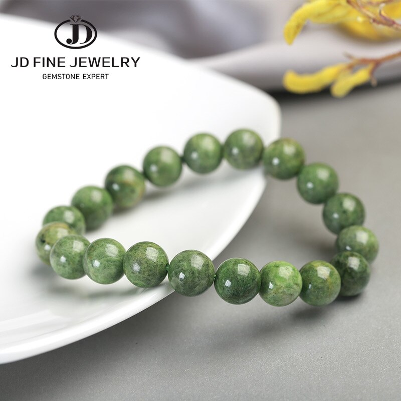 JD Natural Green Chrome Diopside Bracelet 9-10mm Green Diopside Gemstone Bracelet Minimalist Style Gift For Women