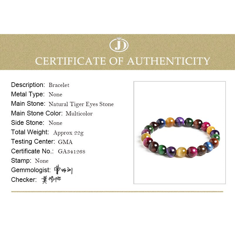 JD Natural Stone Tiger Eye 7 Chakra Bracelets & Bangles Yoga Balance Beads Buddha Prayer Elastic Colorful Bracelet Party