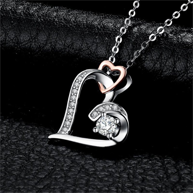 JPalace Infinity Heart Pendant Necklace 925 Sterling Silver Choker Statement Necklace Women Silver 925 Jewelry Without Chain