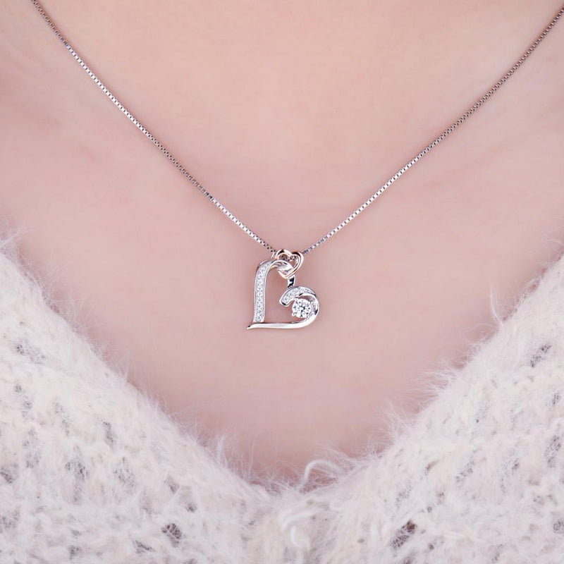 JPalace Infinity Heart Pendant Necklace 925 Sterling Silver Choker Statement Necklace Women Silver 925 Jewelry Without Chain