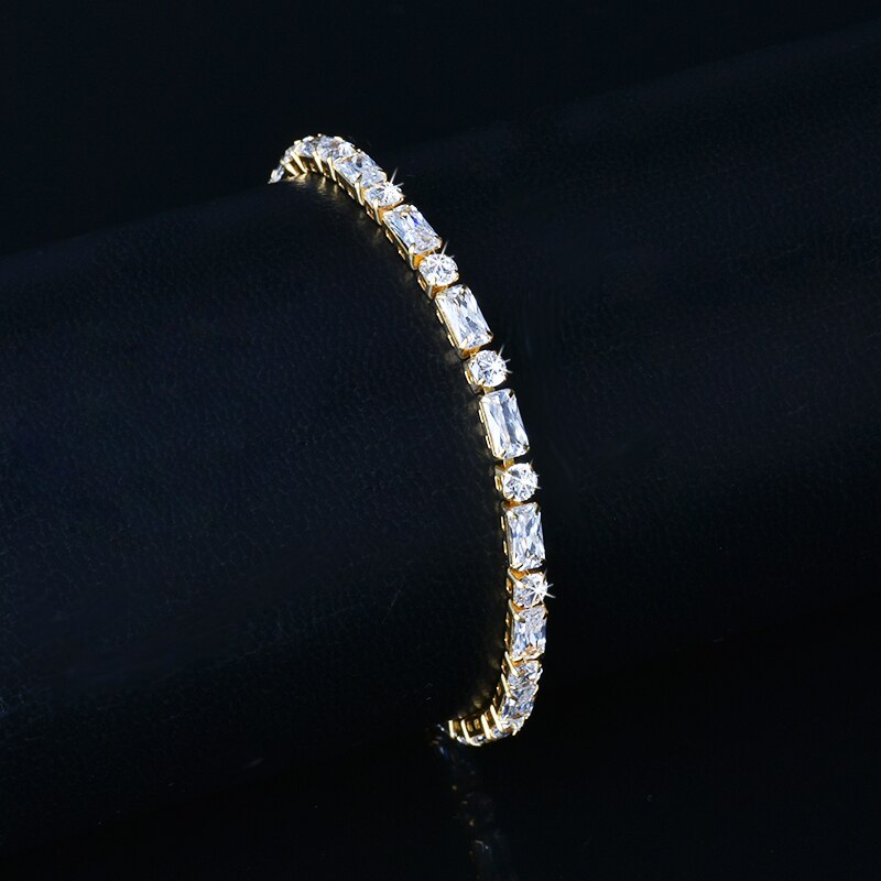 Jeroot Stainless Steel Gold Color Women Bracelet AAA Cubic Zircon White Stone Tennis Bracelet Gift For Your Love
