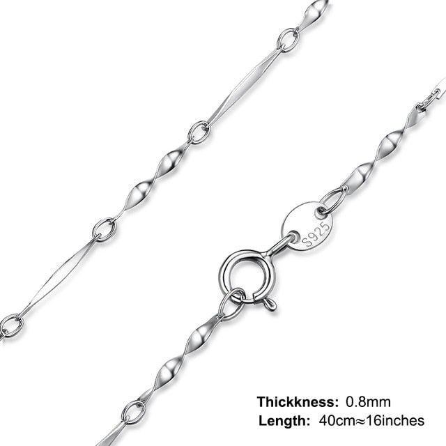 JewelryPalace 100% Genuine 925 Sterling Silver Necklace Ingot Twisted Trace Belcher Snake Bar Singapore Box Chain Necklace Women