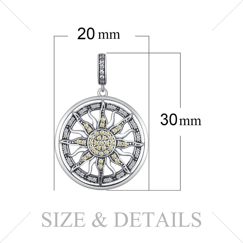JewelryPalace Celestial Sun 925 Sterling Silver Cubic Zirconia Charm Statement Pendant Necklace Women Jewelry No Chain