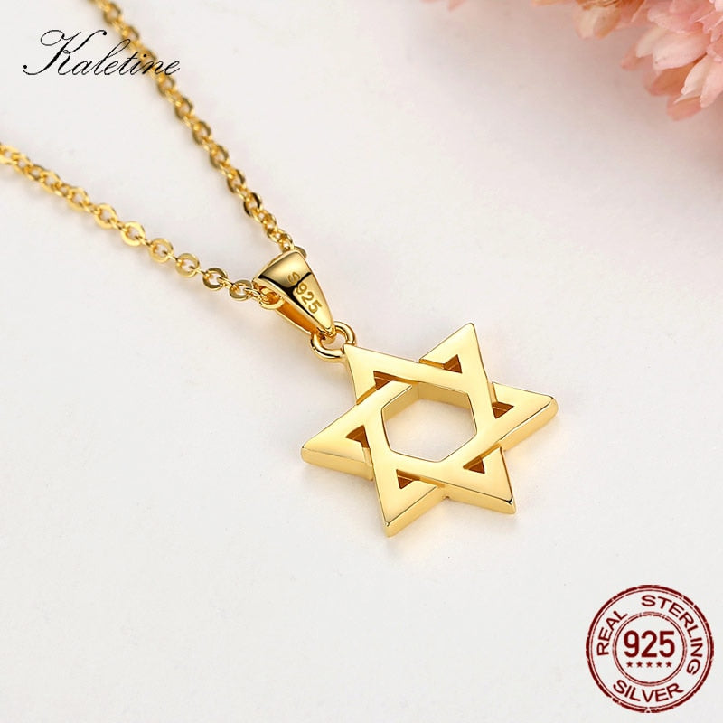 Jewish Magen Star of David Sterling 925 Silver Necklace Women Men Israel Judaica Hebrew Jewelry Hanukkah Pendants Gold Color