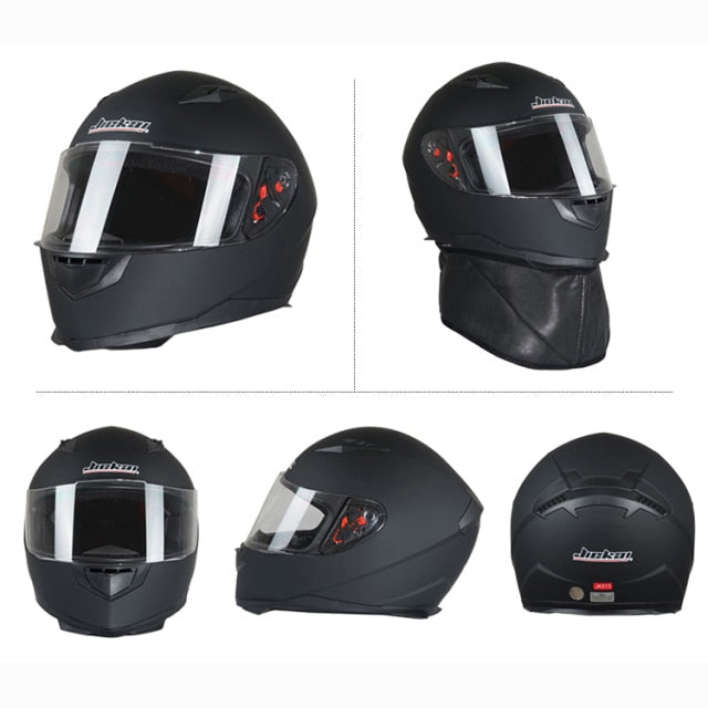 Jiekai Motorcycle Full face Helmet winter men Racing Classic Collar Helmets Motocicleta Headgear Casque Casco Capacete