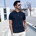 KUEGOU Cotton Clothing Men's Polo Shirts Short Sleeves Fashion Embroidery Polos Summer High Quality Slim Top Plus Size ZT-3383