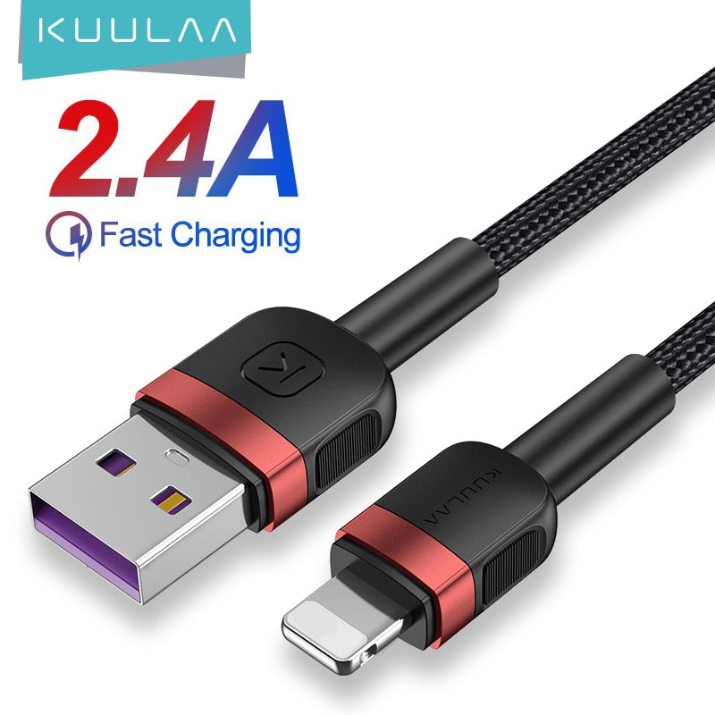 KUULAA USB Cable For iPhone 11 X XS Max 2.4A Fast Charging USB Charger Data Cable For iPhone Cable SE 8 7 6 USB Charge Cord